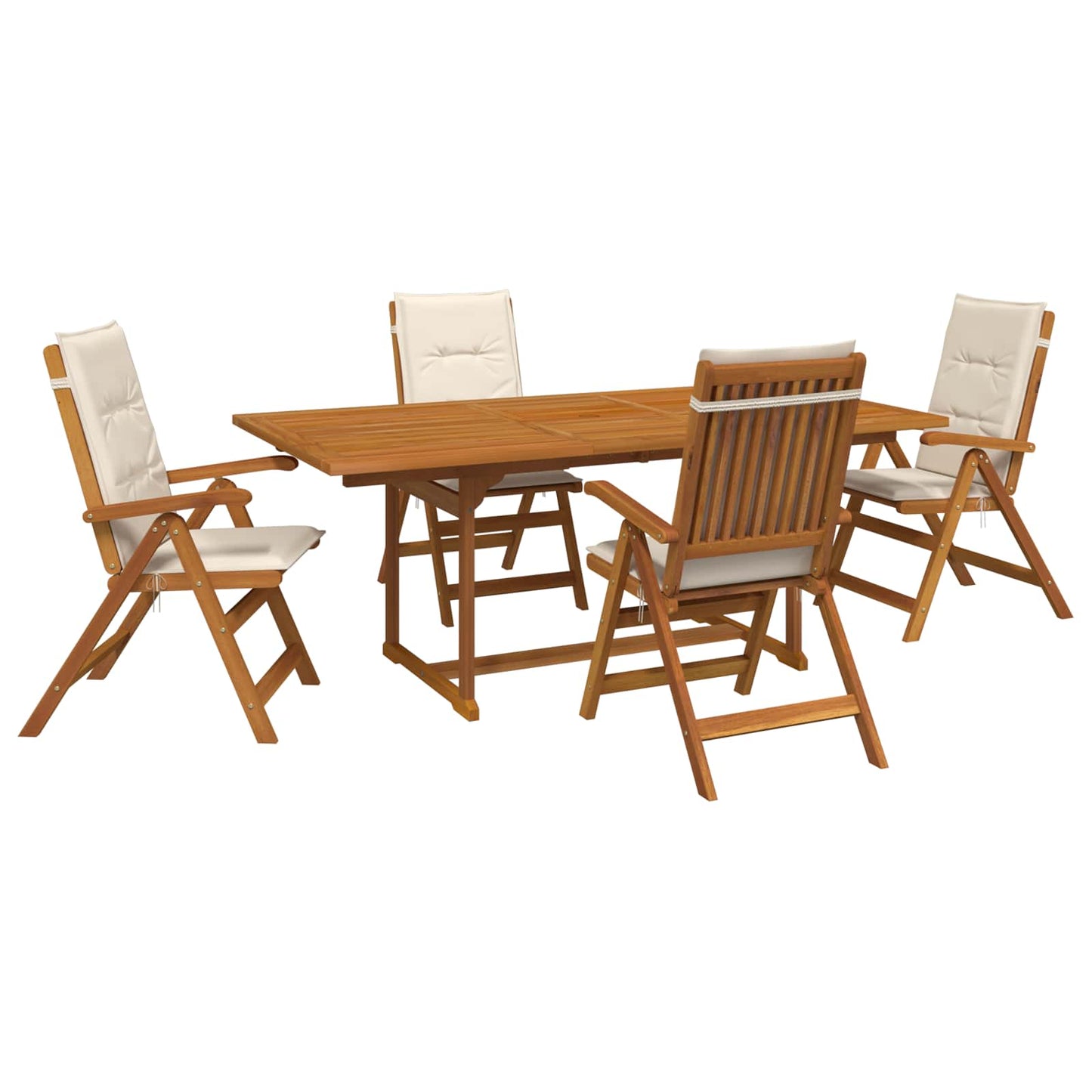 Outdoor Dining Set with Parasol 6 pcs Cream White