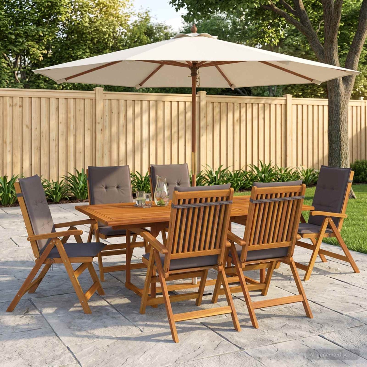 Outdoor Dining Set with Parasol 8 pcs Anthracite