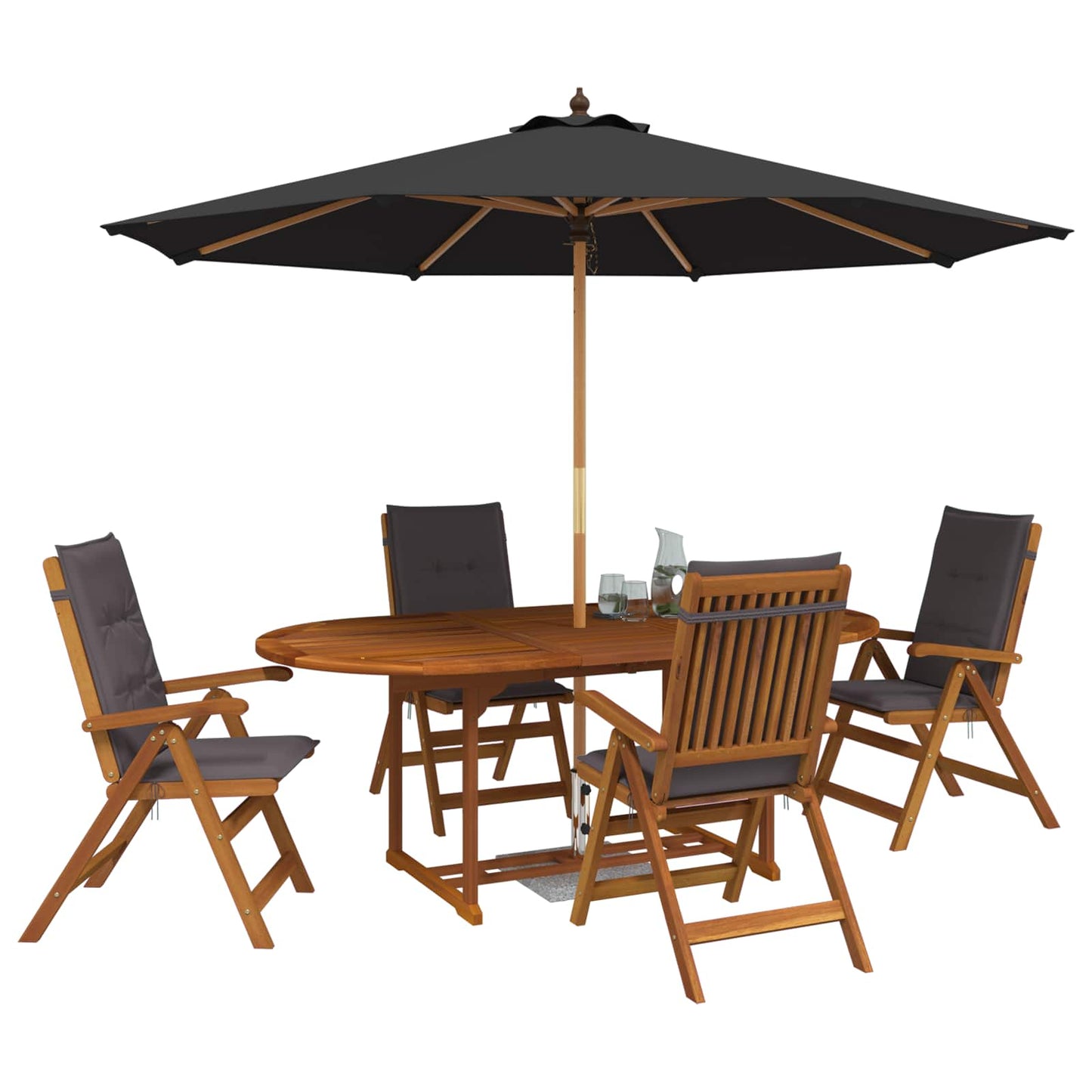 Outdoor Dining Set with Parasol 6 pcs Anthracite