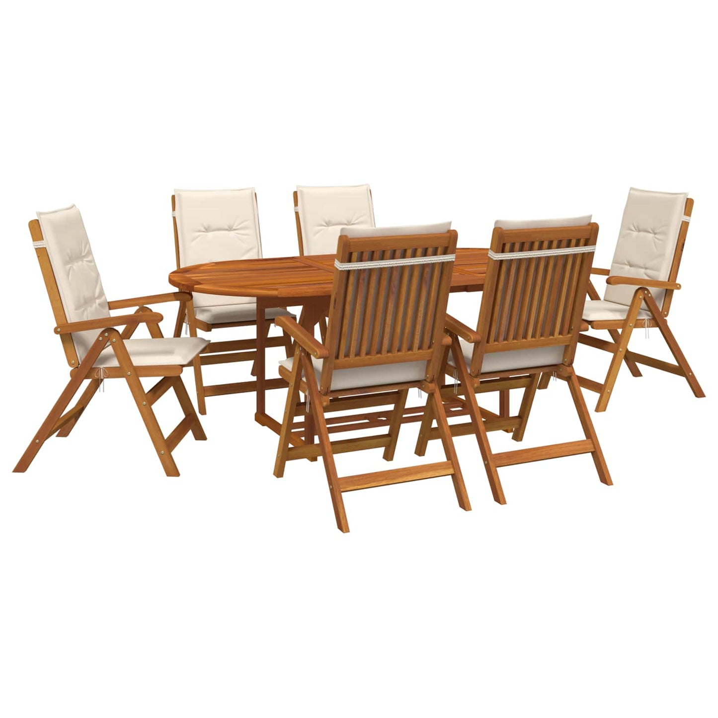 Outdoor Dining Set with Parasol 8 pcs Cream White