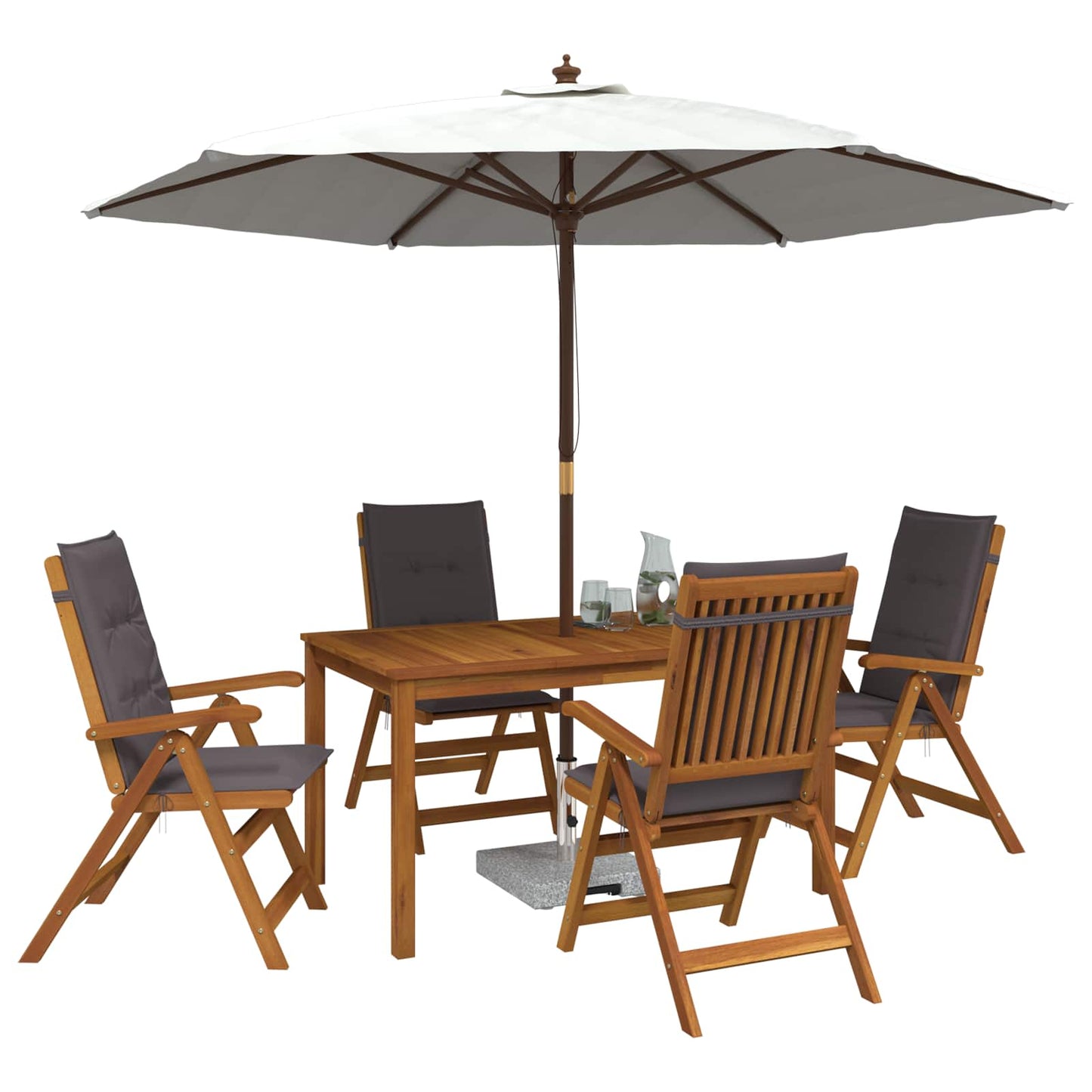 Outdoor Dining Set with Parasol 6 pcs Anthracite