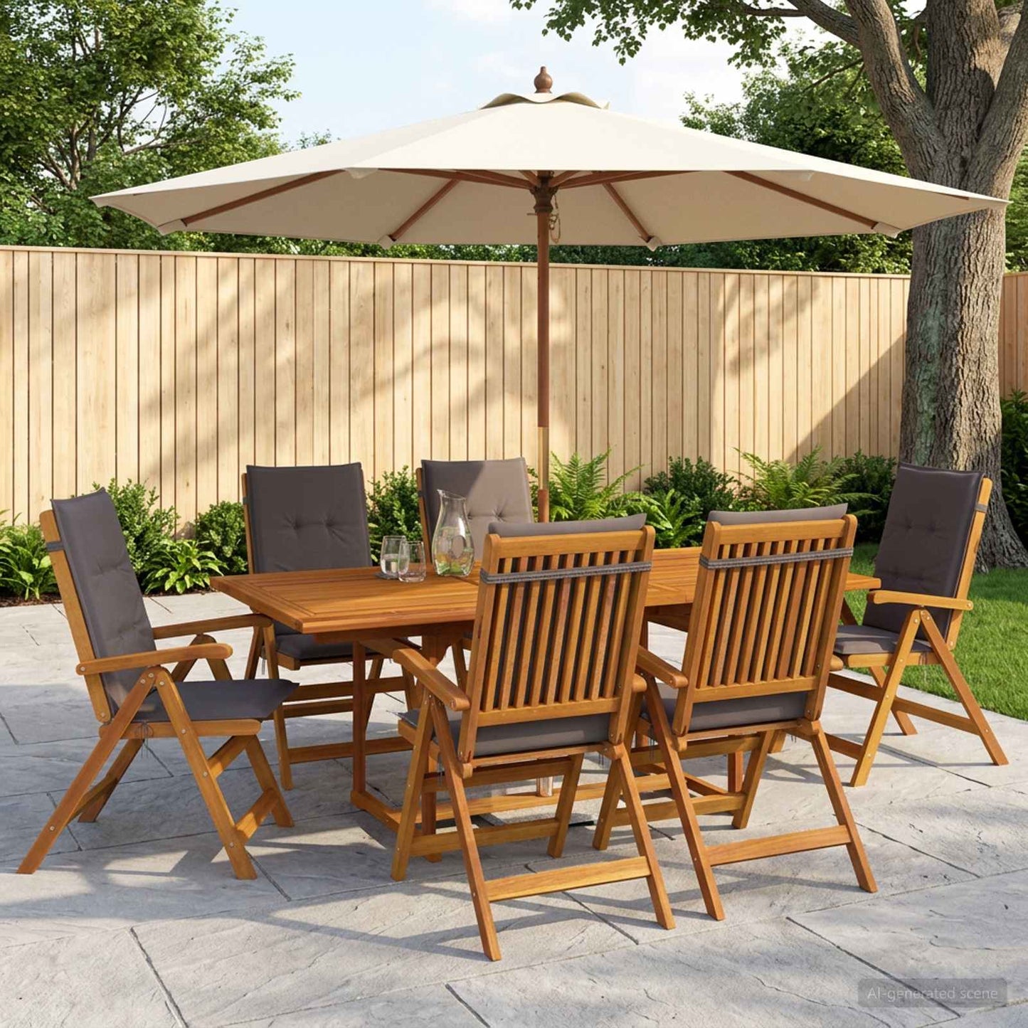 Outdoor Dining Set with Parasol 8 pcs Anthracite