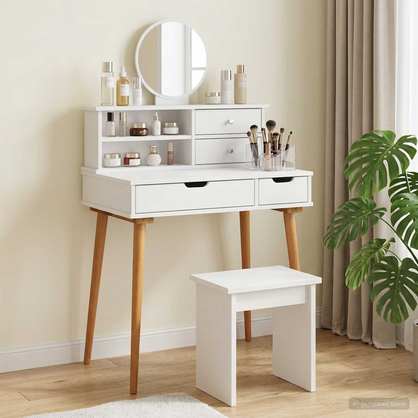 Dressing Table Set FAUSKE 2 pcs White 76 x 50 x 103.5 cm