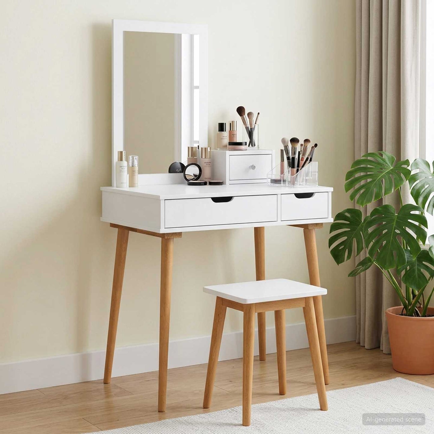 Dressing Table Set FAUSKE 3 pcs White 76 x 50 x 143 cm