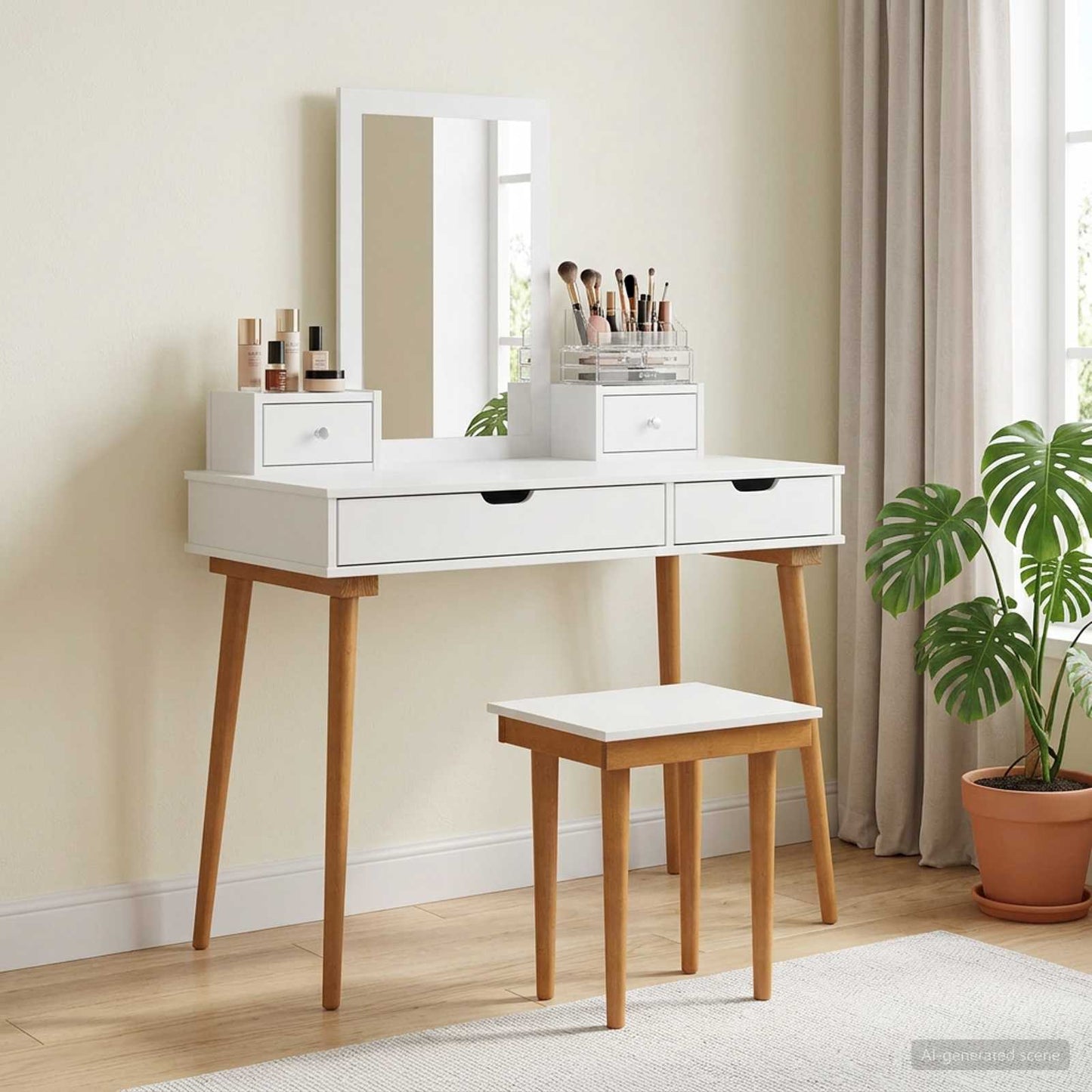 Dressing Table Set FAUSKE 5 pcs White 100 x 50 x 143 cm