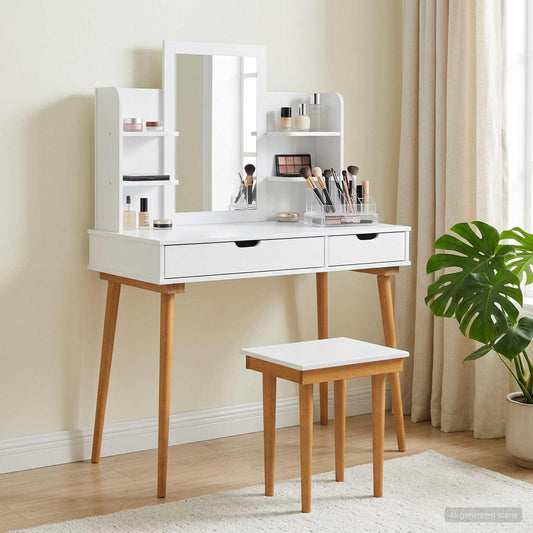 Dressing Table Set FAUSKE 5 pcs White 100 x 50 x 143 cm