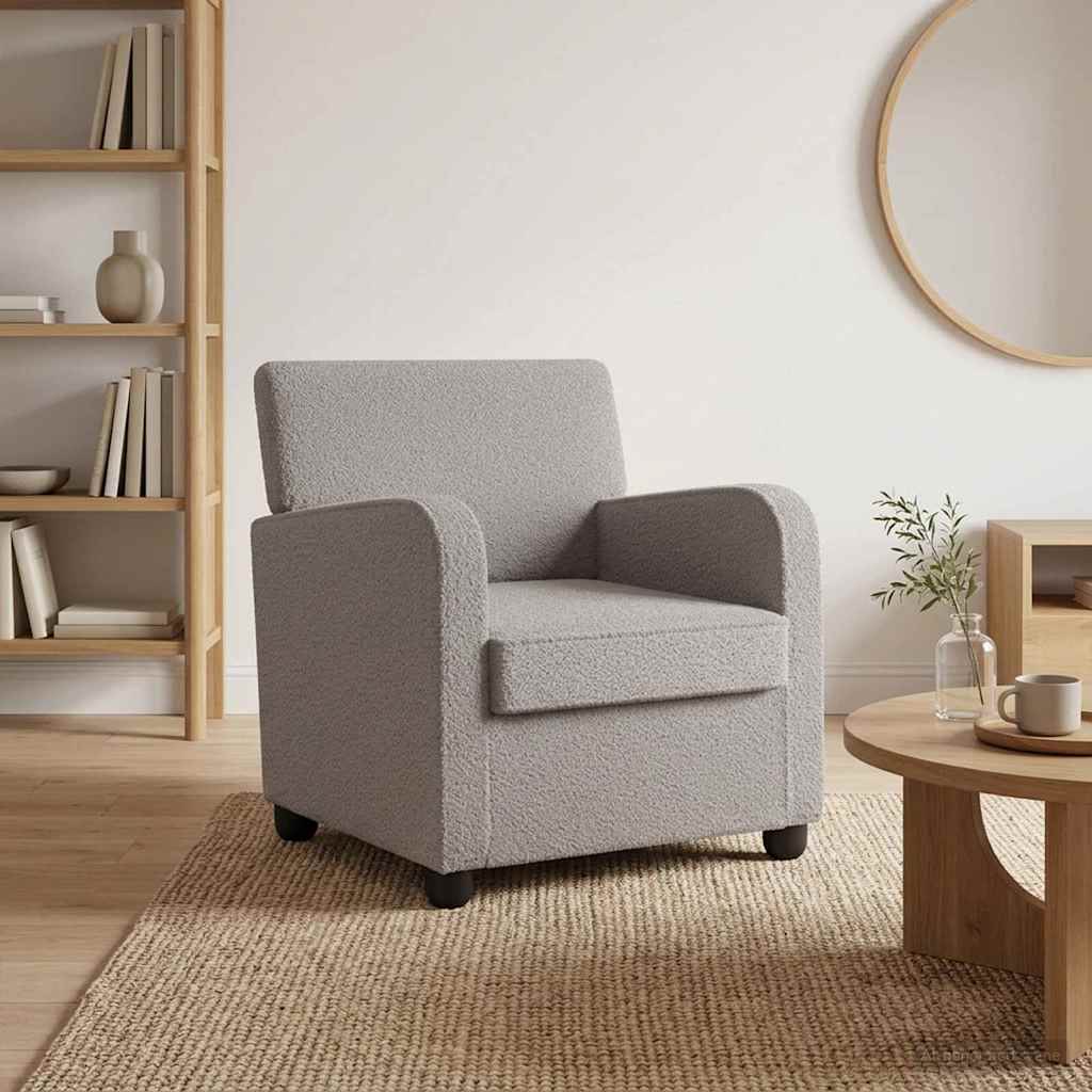 Armchair Light Grey Faux Lamb Fleece