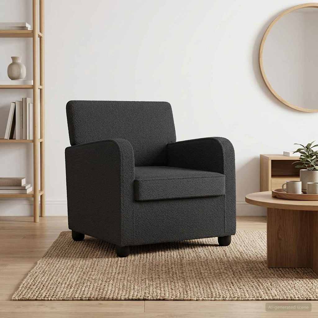 Armchair Dark Grey Faux Lamb Fleece