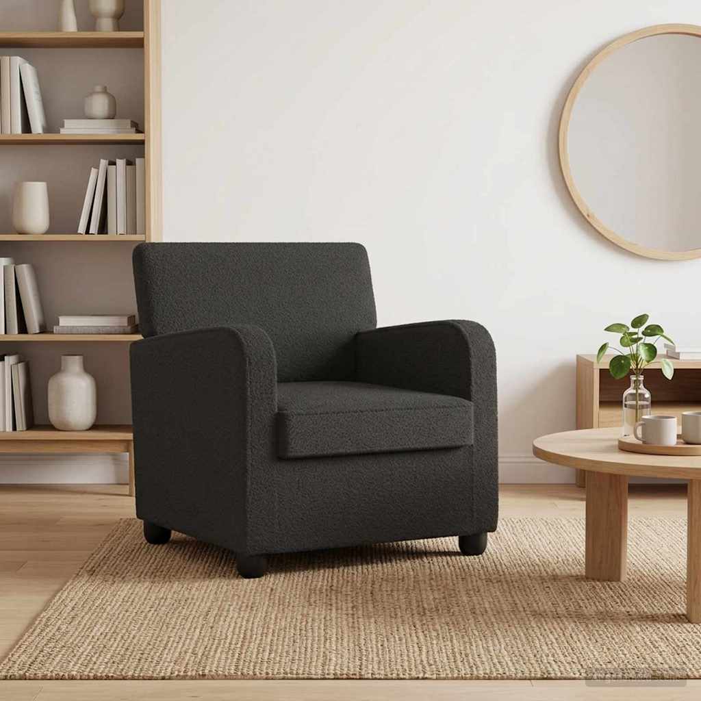 Armchair Black Faux Lamb Fleece