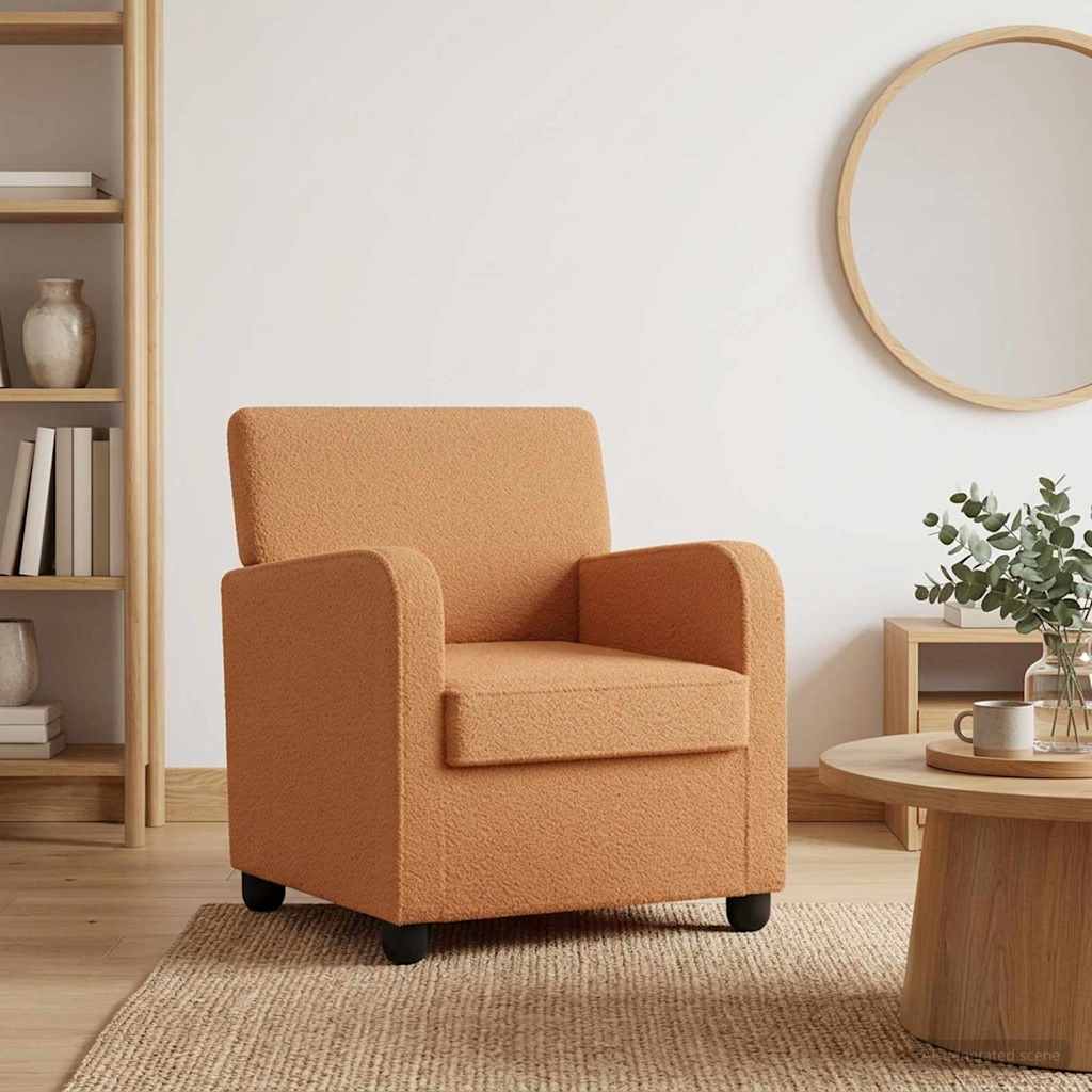 Armchair Beige Faux Lamb Fleece