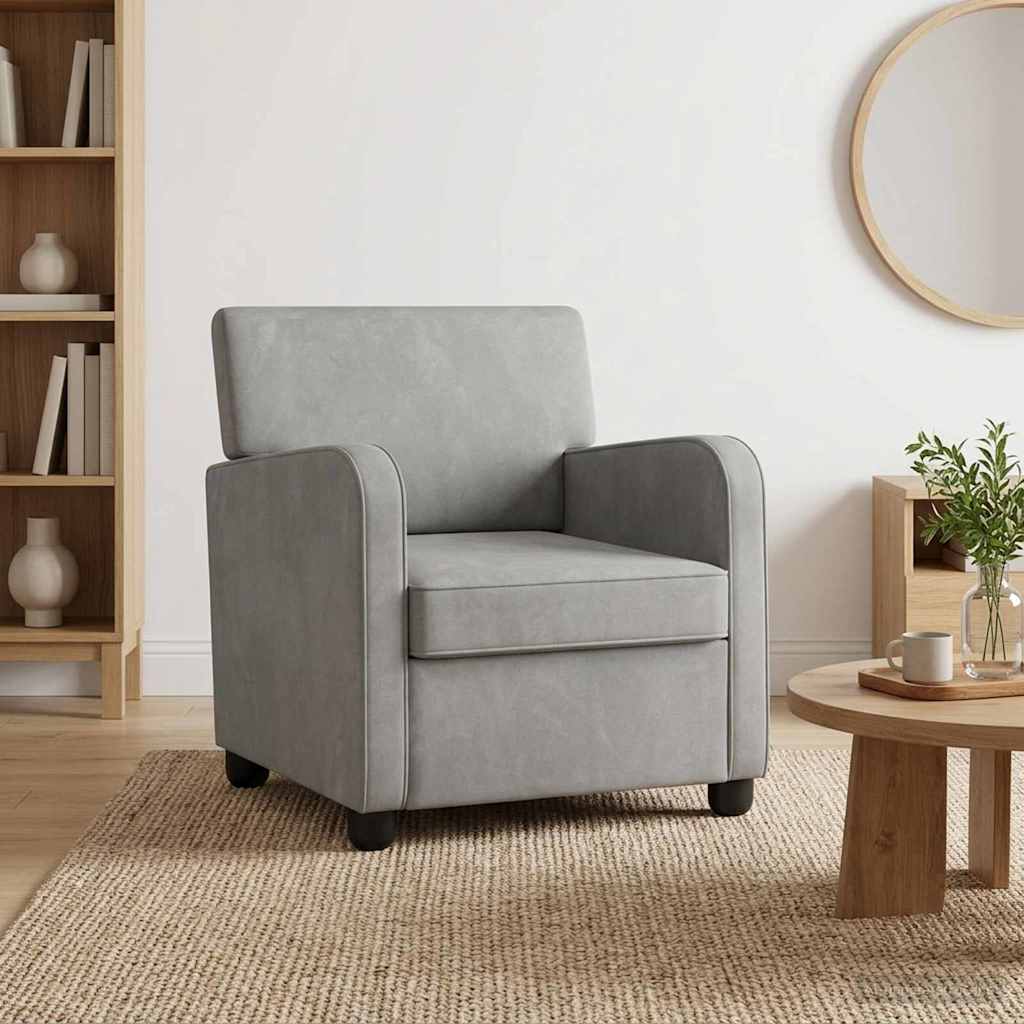 Armchair Light Grey Velvet