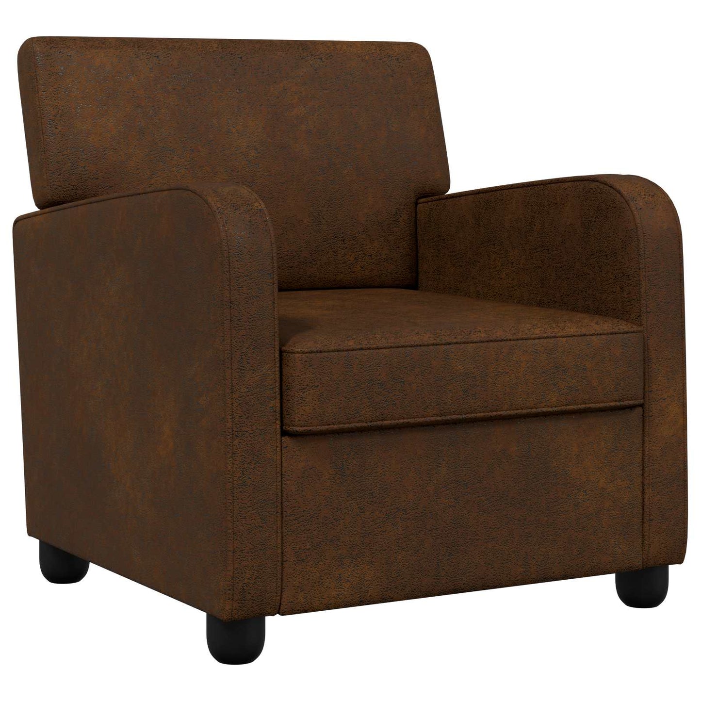 Armchair Brown Faux Suede Leather