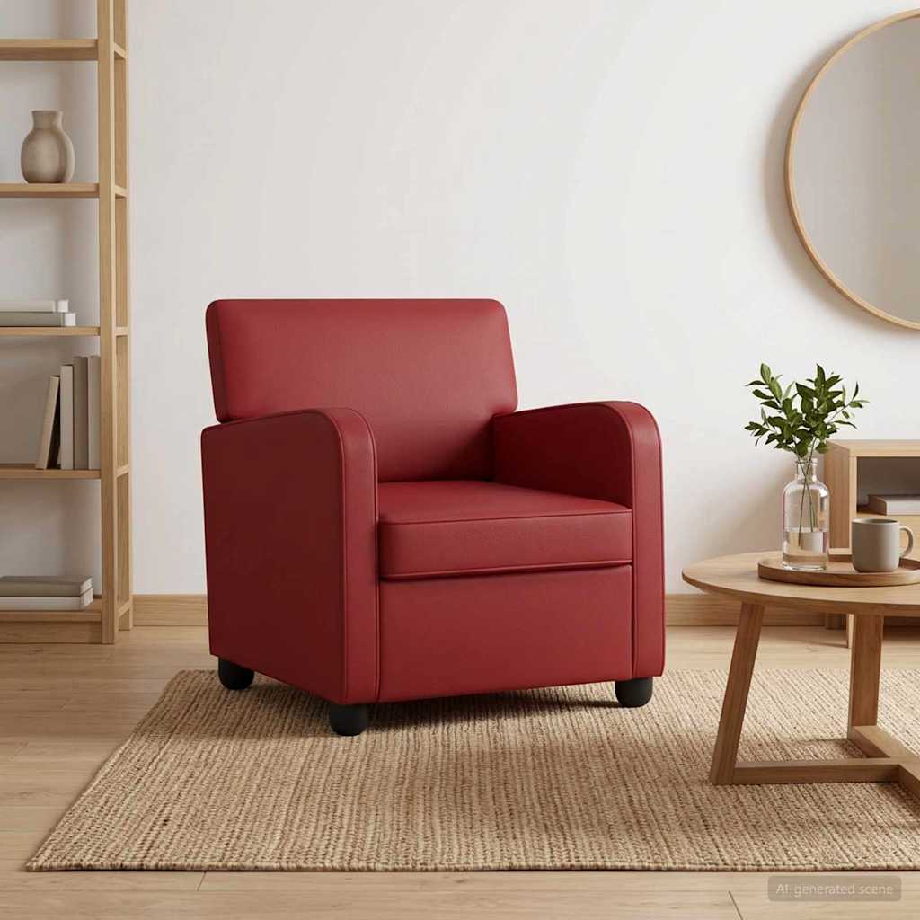 Armchair Wine Red Faux Leather
