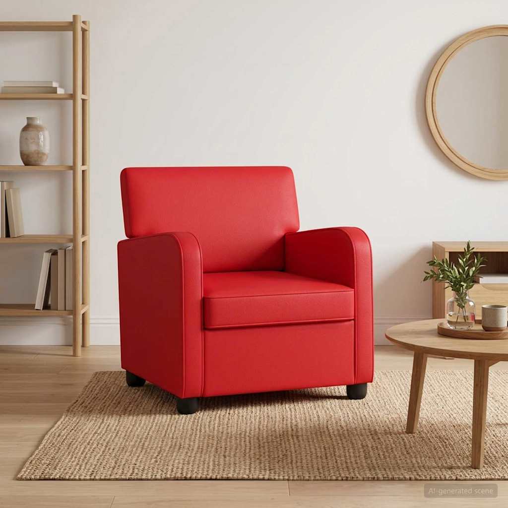 Armchair Red Faux Leather