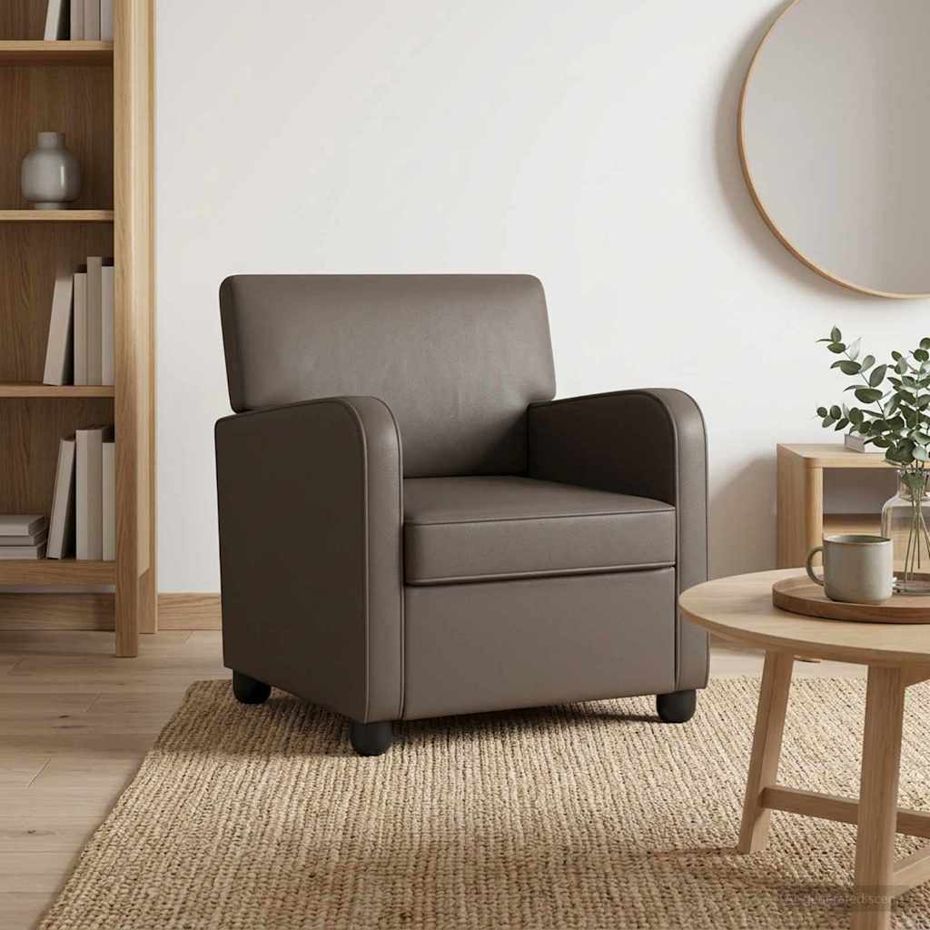 Armchair Shiny Brown Faux Leather