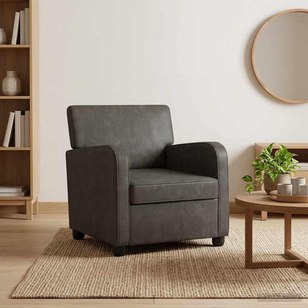 Armchair Antique Black Faux Leather