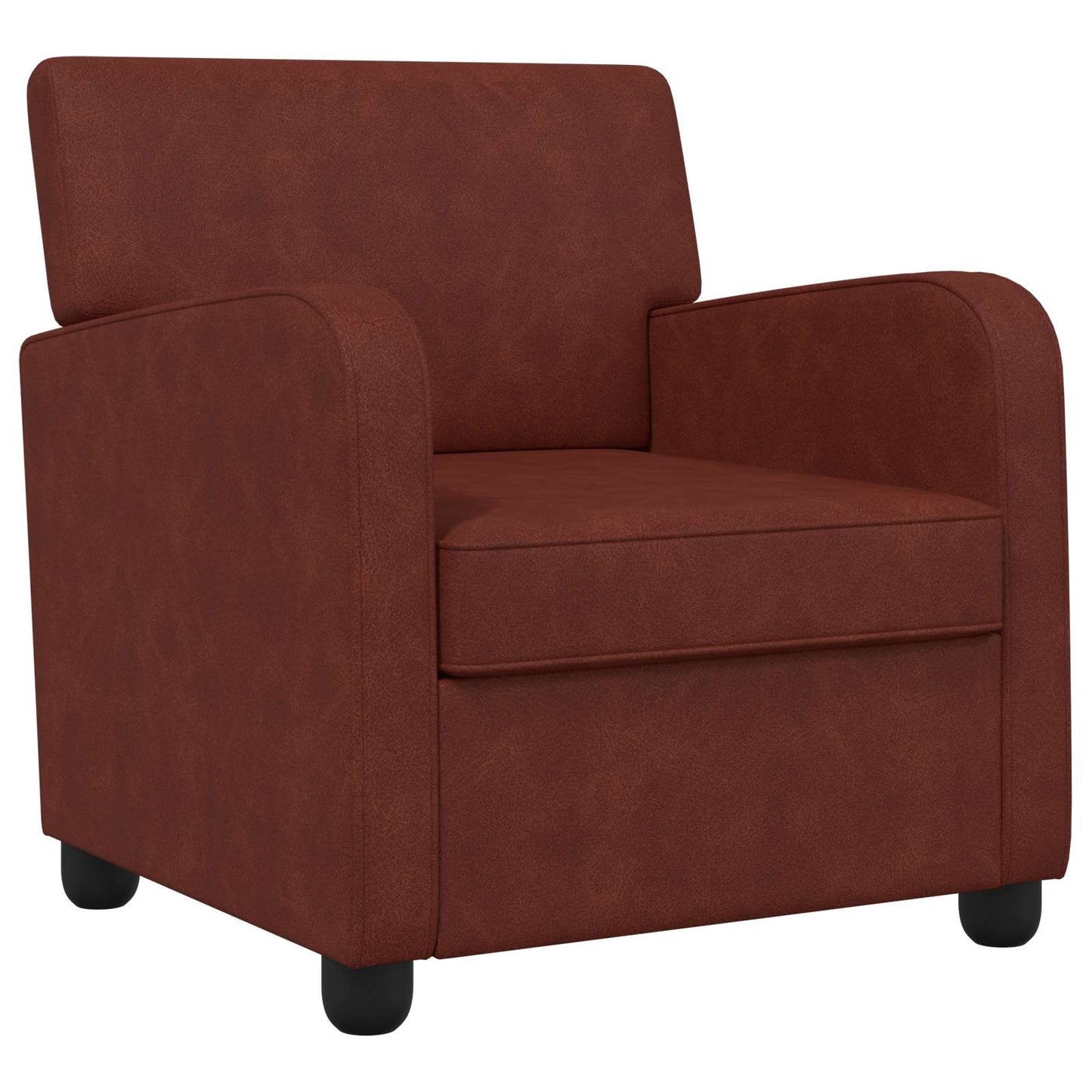 Armchair Antique Shiny Brown Faux Leather