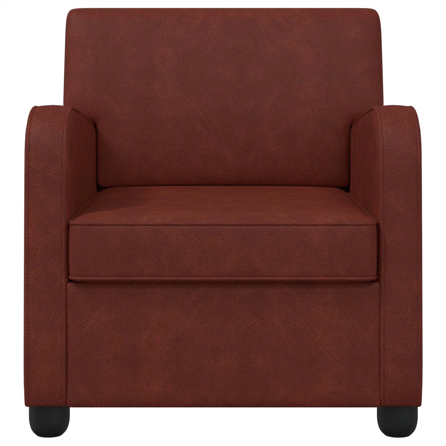 Armchair Antique Shiny Brown Faux Leather