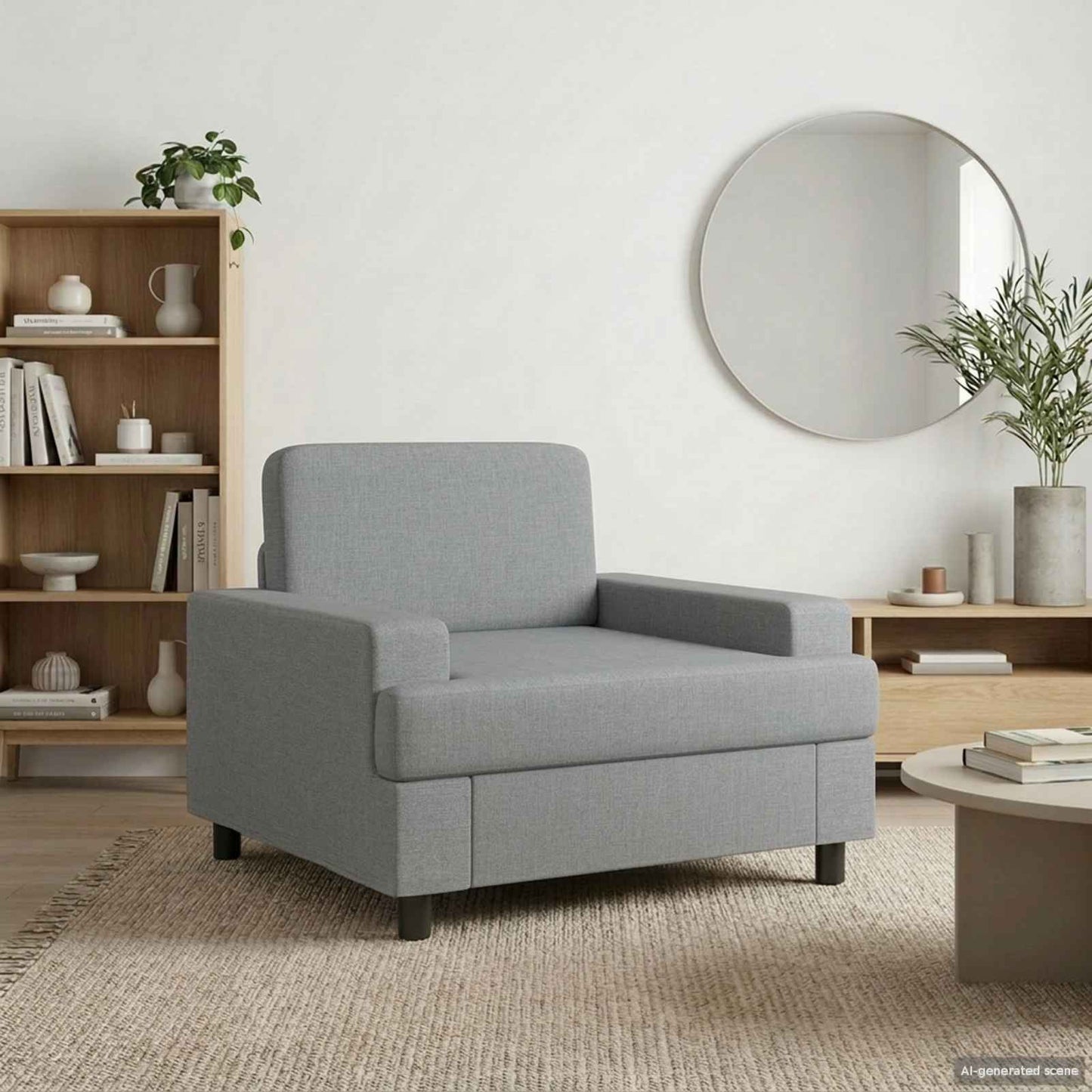 Armchair Light Grey Fabric