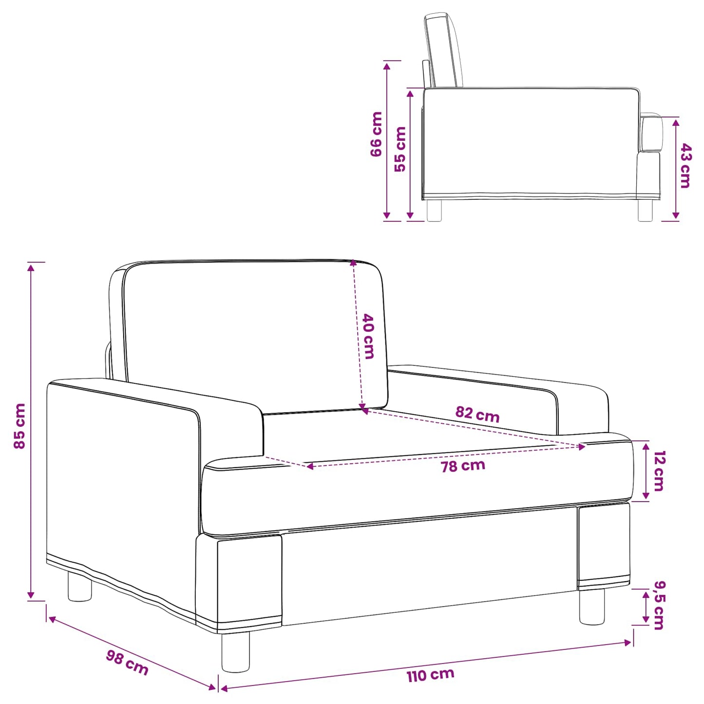 Armchair Dark Grey Fabric