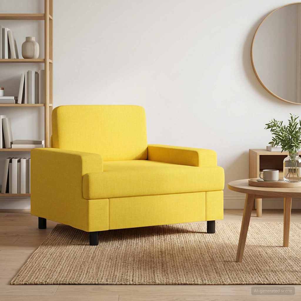 Armchair Light Yellow Fabric