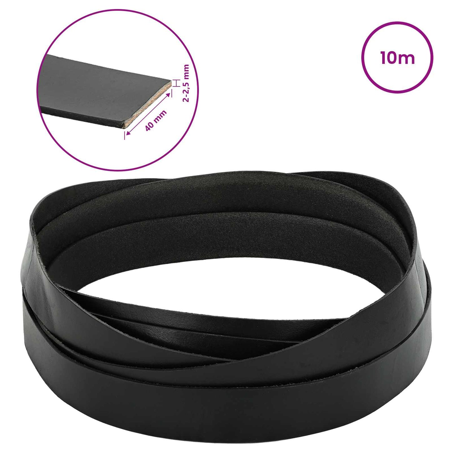 Leather Strap Black 1000 x 4 cm Leather
