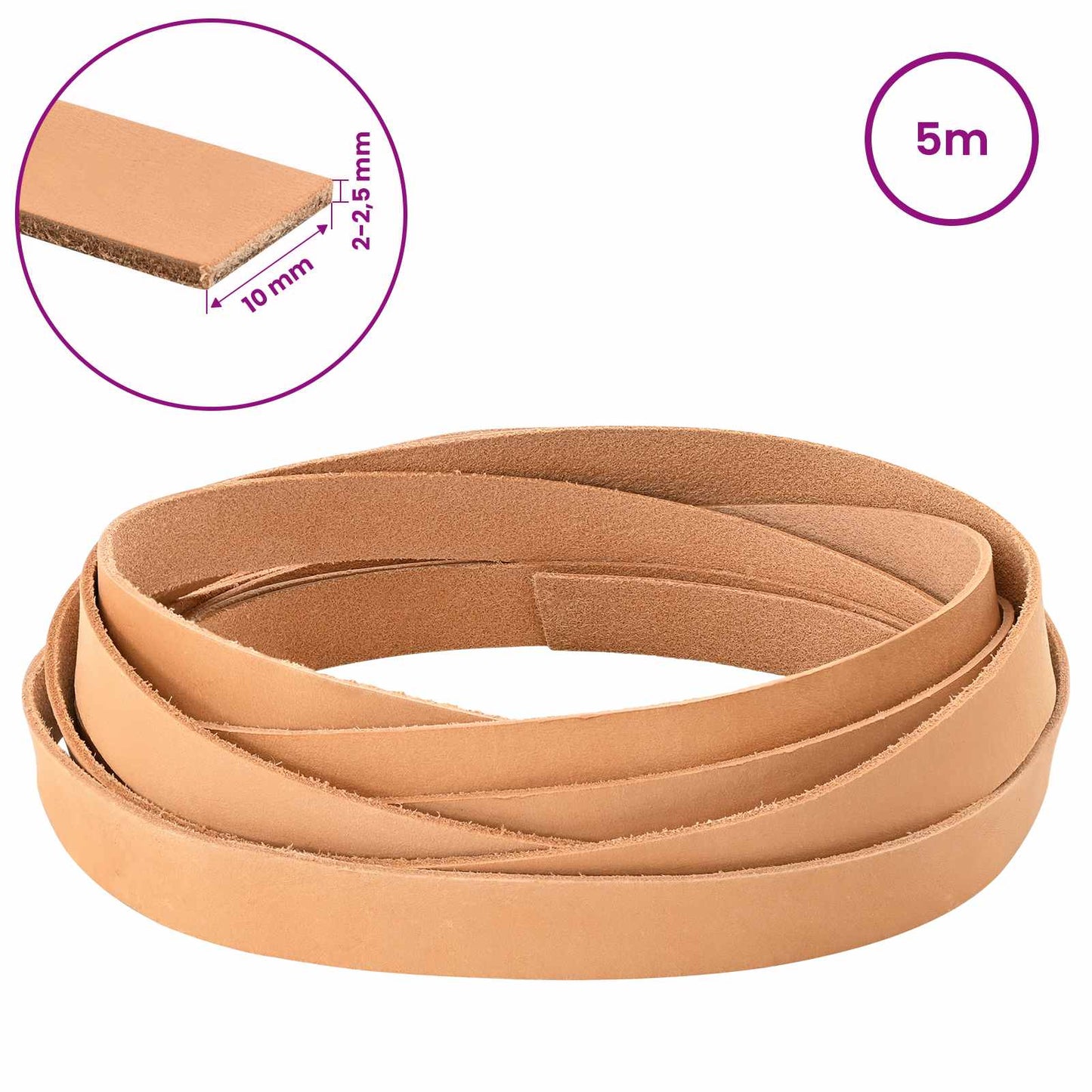 Leather Strap Light Brown 500 x 1 cm Leather