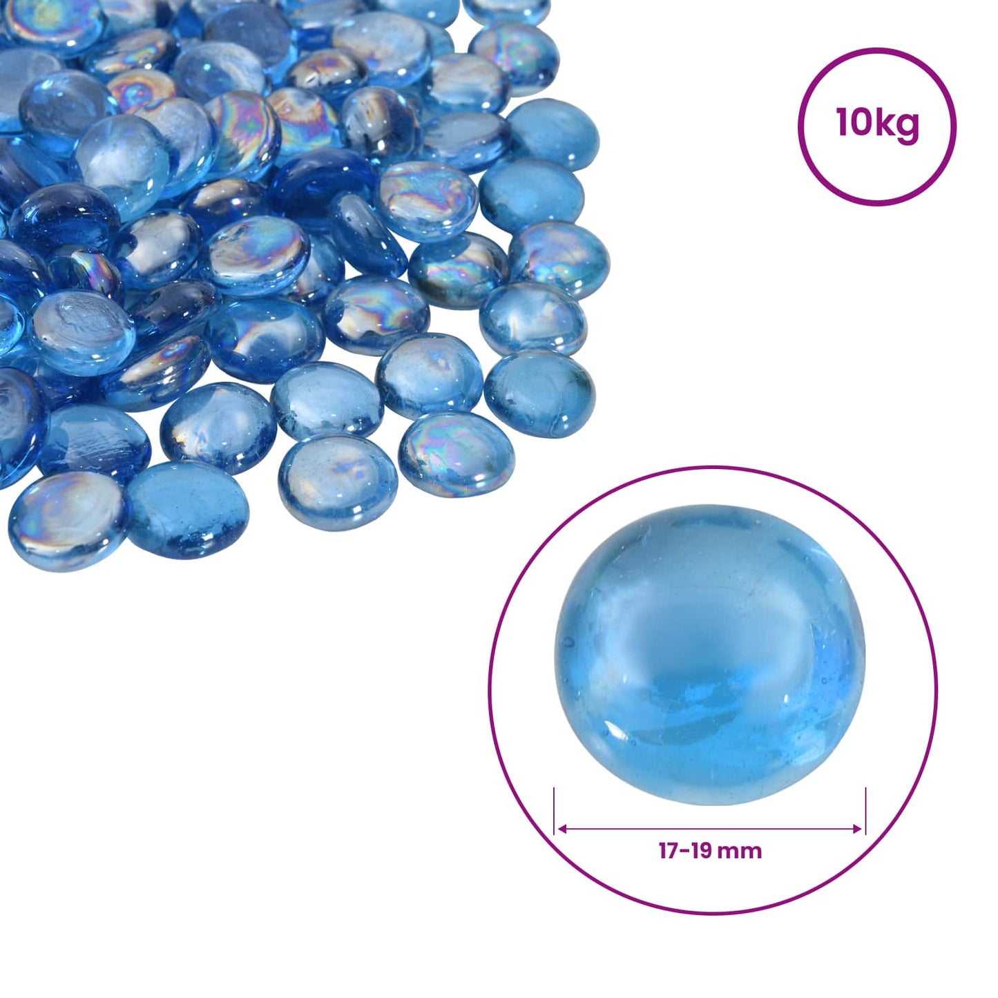 Glass Nugget 17-19 mm Light Cobalt Blue Glass
