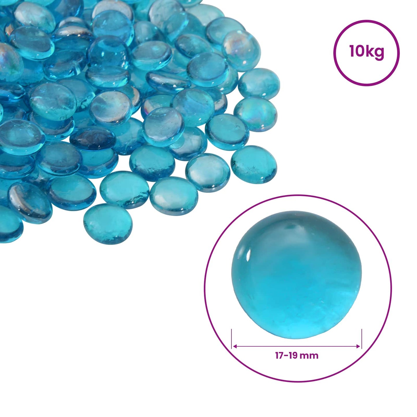Glass Nugget 17-19 mm Aqua Blue Glass