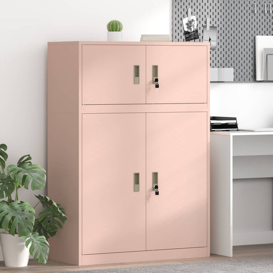 Storage Cabinet 2 pcs Pink 90 x 40 x 130 cm Steel Lockable