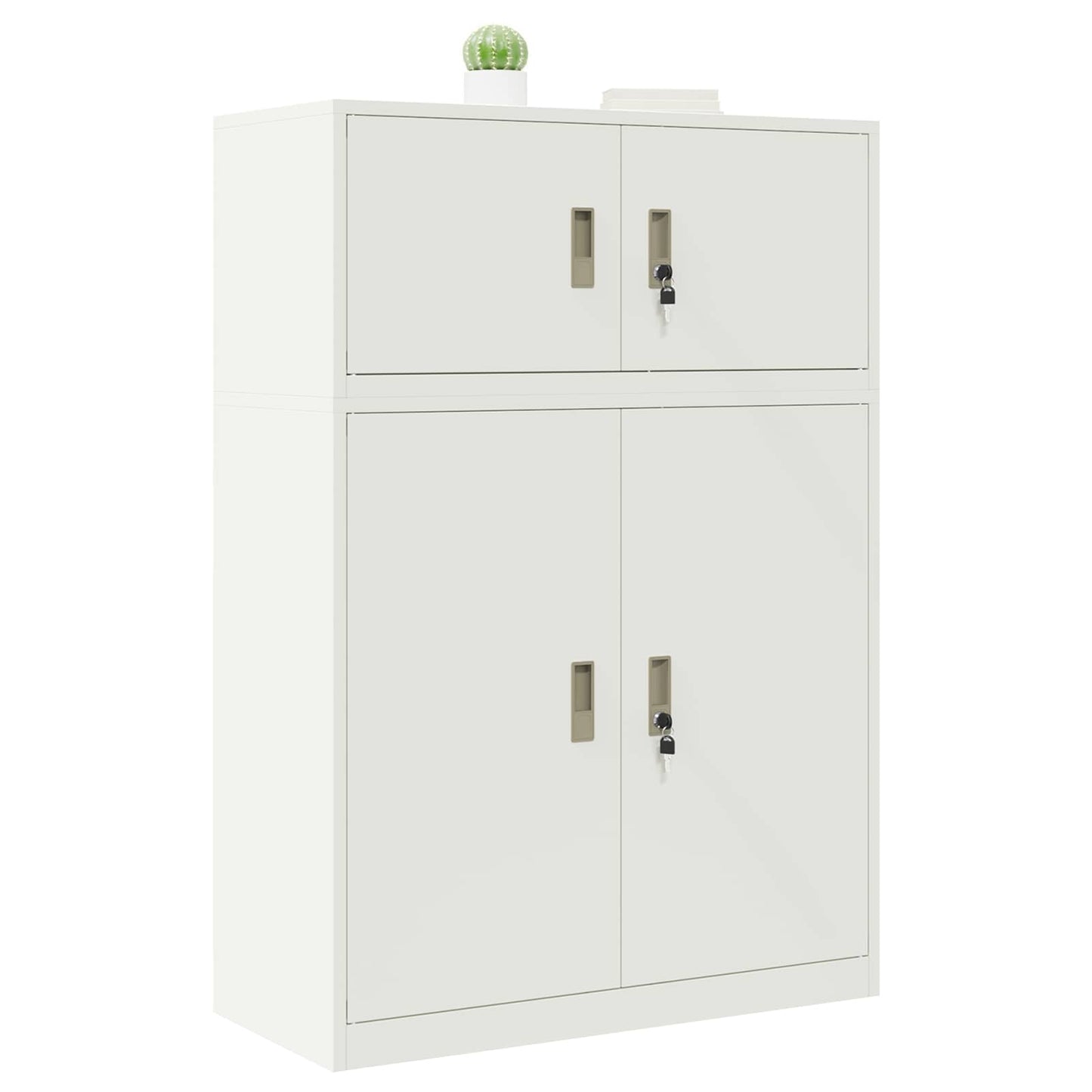 Storage Cabinet 2 pcs White 90 x 40 x 130 cm Steel Lockable