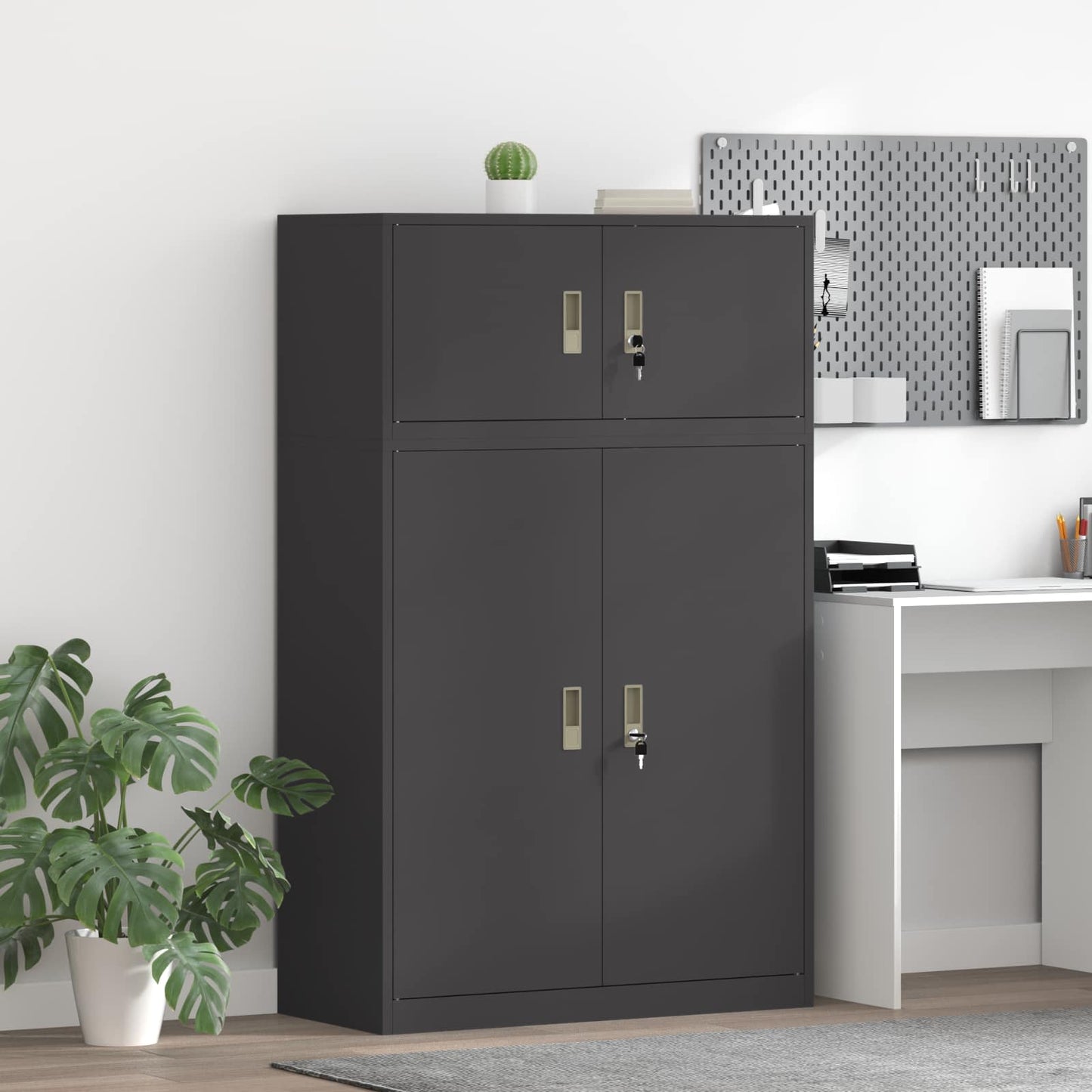 Storage Cabinet 2 pcs Black 90 x 40 x 145 cm Steel Lockable