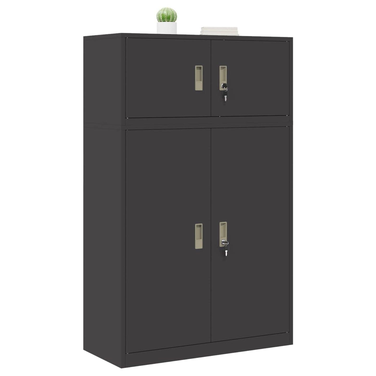 Storage Cabinet 2 pcs Black 90 x 40 x 145 cm Steel Lockable