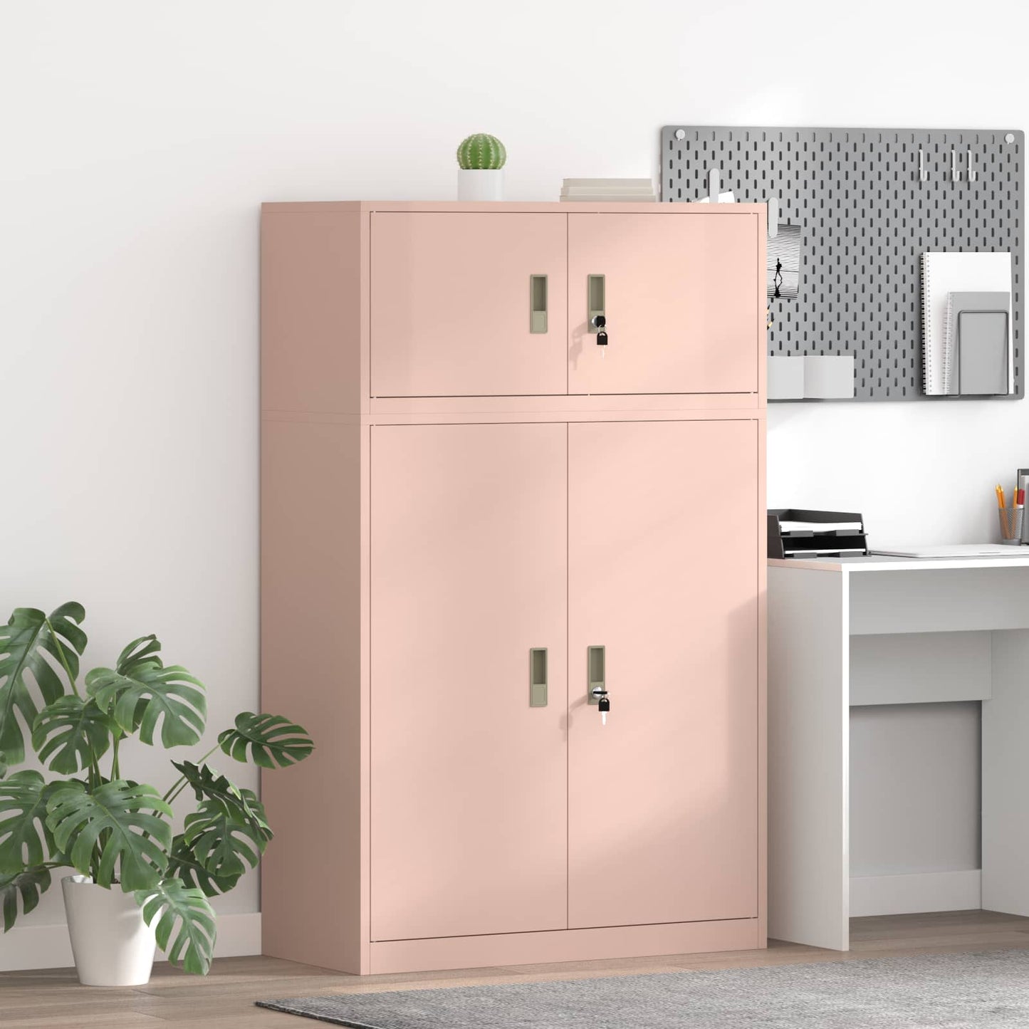 Storage Cabinet 2 pcs Pink 90 x 40 x 145 cm Steel Lockable