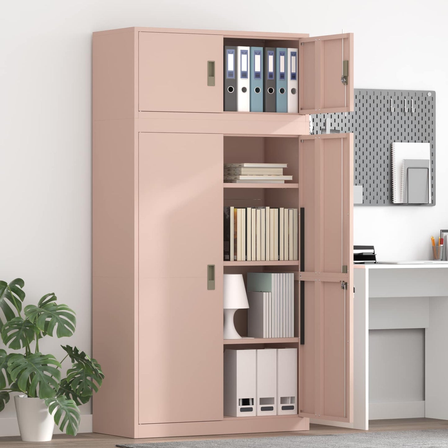 Storage Cabinet 2 pcs Pink 90 x 40 x 180 cm Steel Lockable