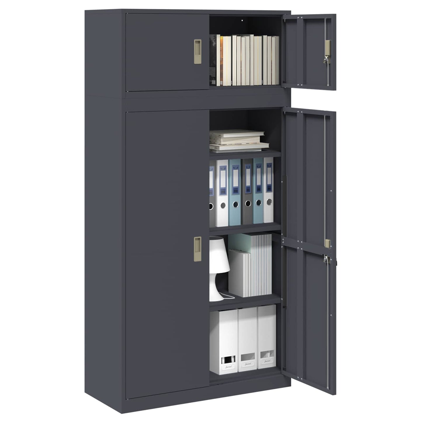 Storage Cabinet 2 pcs Anthracite 90 x 40 x 180 cm Steel