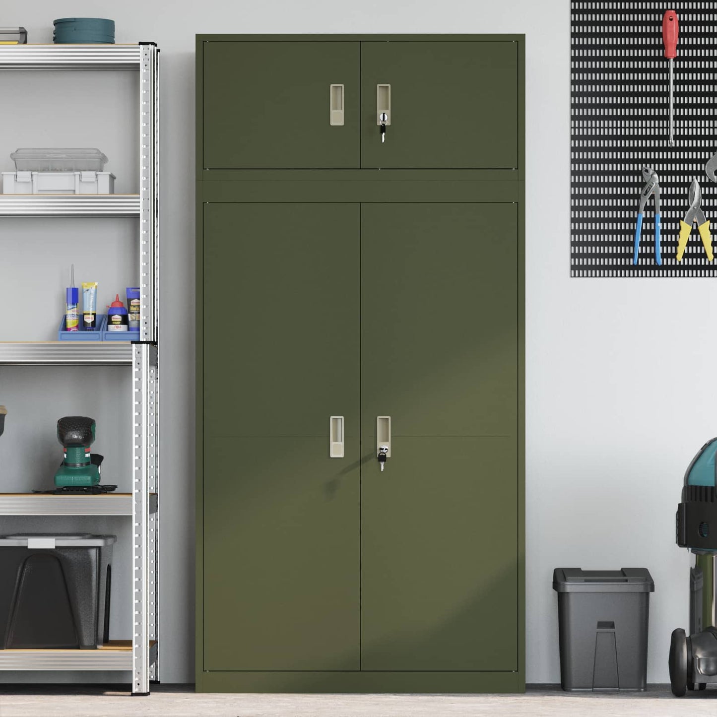 Storage Cabinet 2 pcs Olive Green 90 x 40 x 180 cm Steel