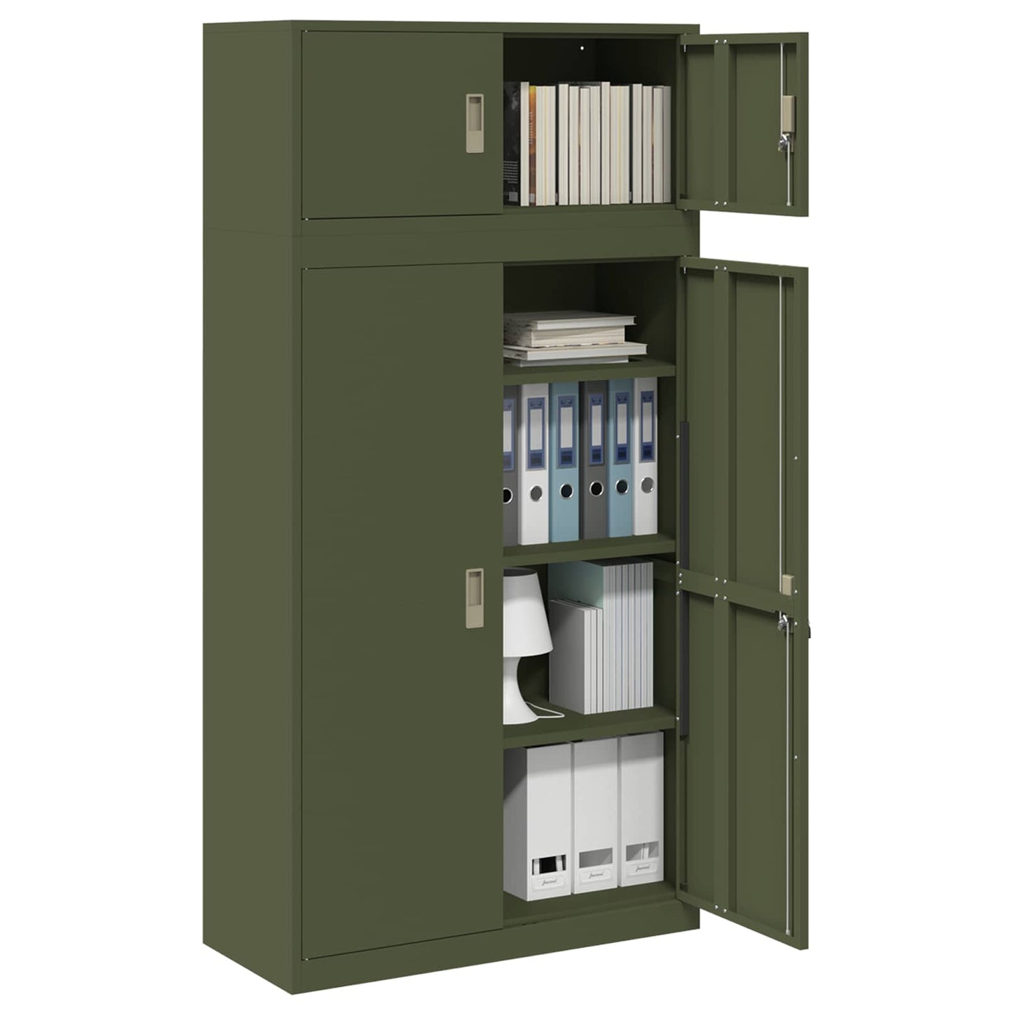 Storage Cabinet 2 pcs Olive Green 90 x 40 x 180 cm Steel
