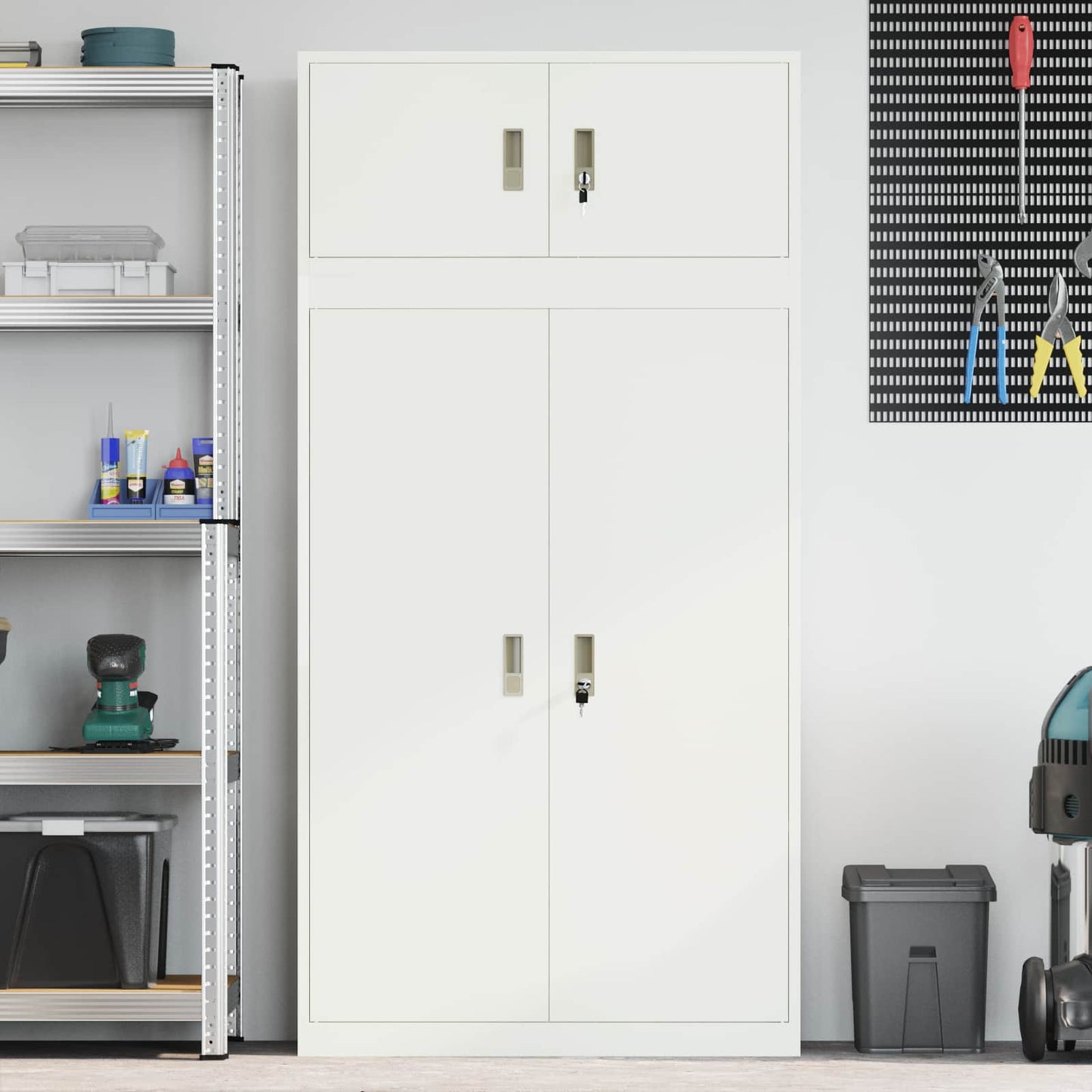 Storage Cabinet 2 pcs White 90 x 40 x 180 cm Steel Lockable