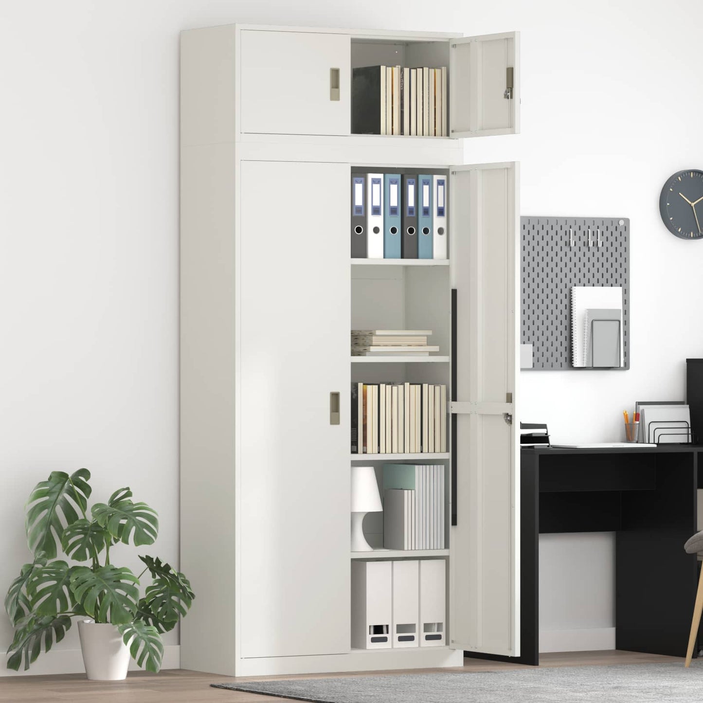 Storage Cabinet 2 pcs White 90 x 40 x 220 cm Steel Lockable