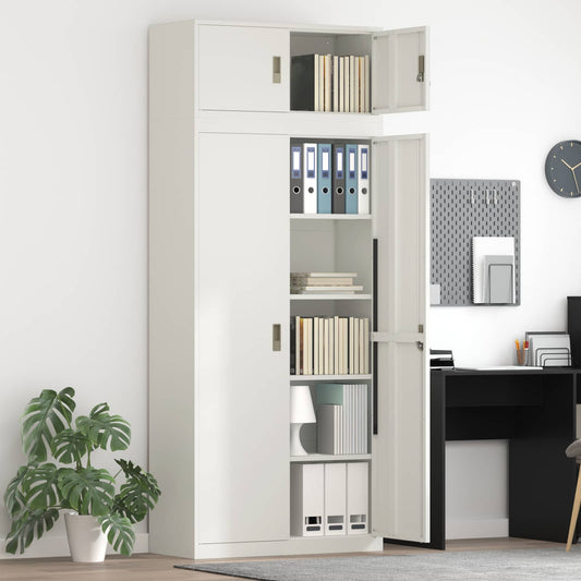 Storage Cabinet 2 pcs White 90 x 40 x 220 cm Steel Lockable