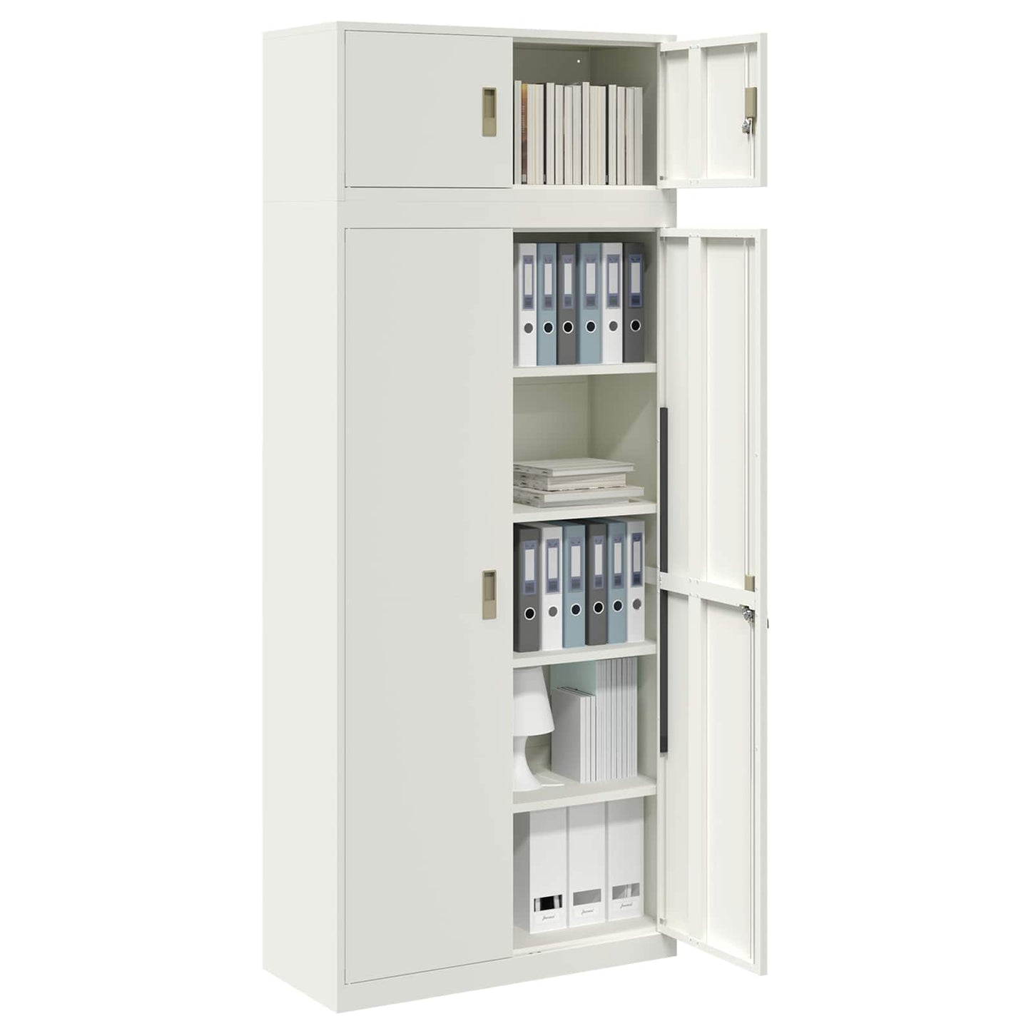 Storage Cabinet 2 pcs White 90 x 40 x 220 cm Steel Lockable