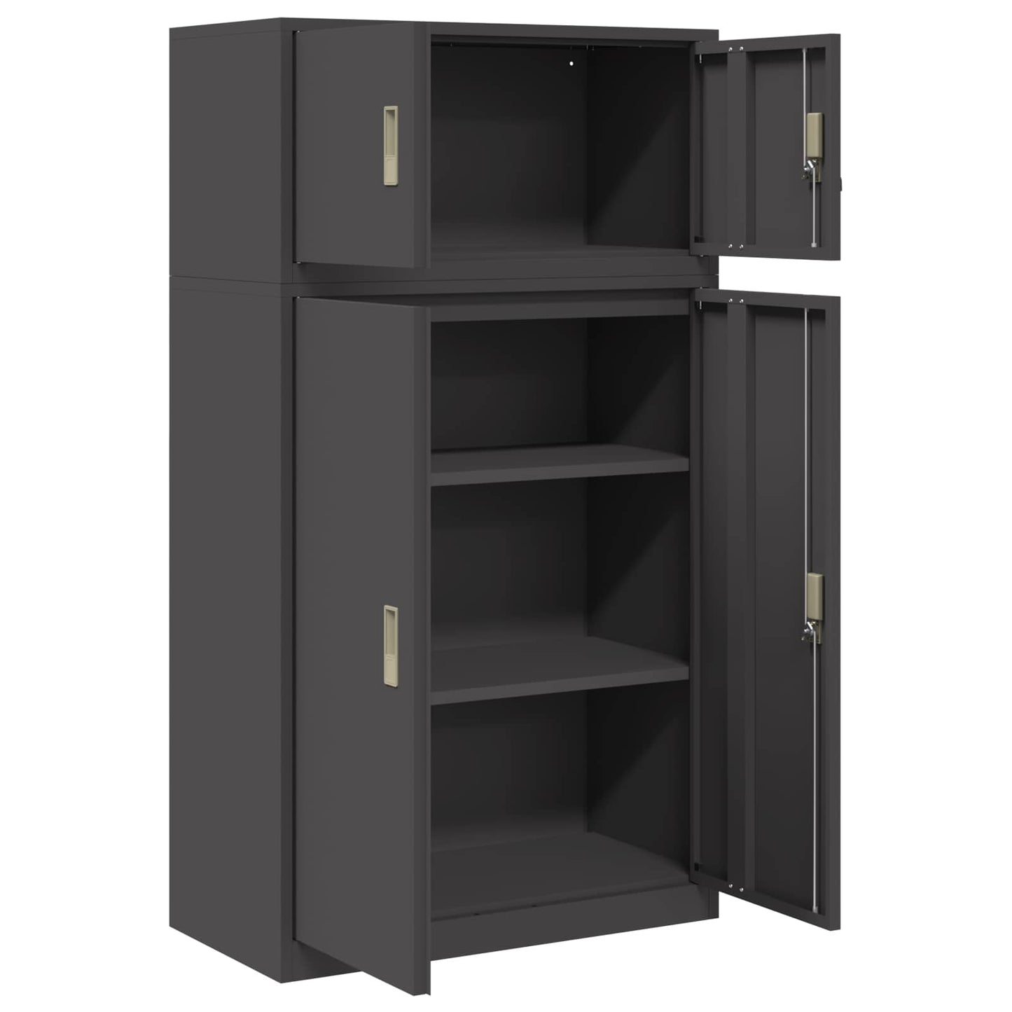 Storage Cabinet 2 pcs Black 80 x 40 x 145 cm Steel Lockable