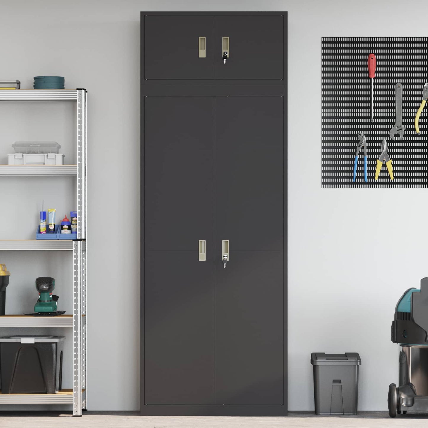 Storage Cabinet 2 pcs Black 80 x 40 x 220 cm Steel Lockable
