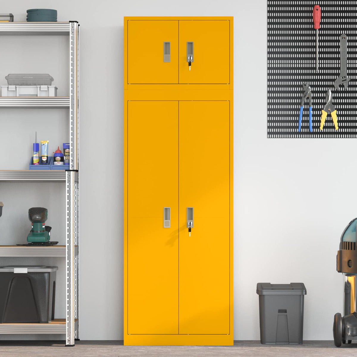 Storage Cabinet 2 pcs Mustard Yellow 60 x 40 x 180 cm Steel