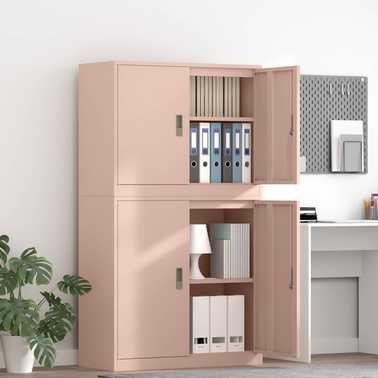 Storage Cabinet 2 pcs Pink 90 x 40 x 160 cm Steel Lockable