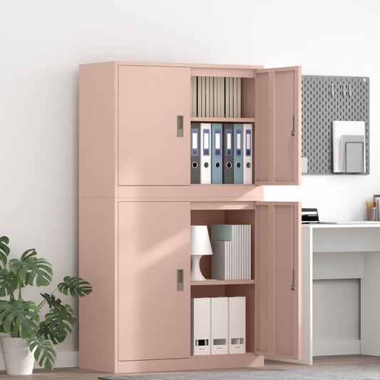 Storage Cabinet 2 pcs Pink 90 x 40 x 160 cm Steel Lockable