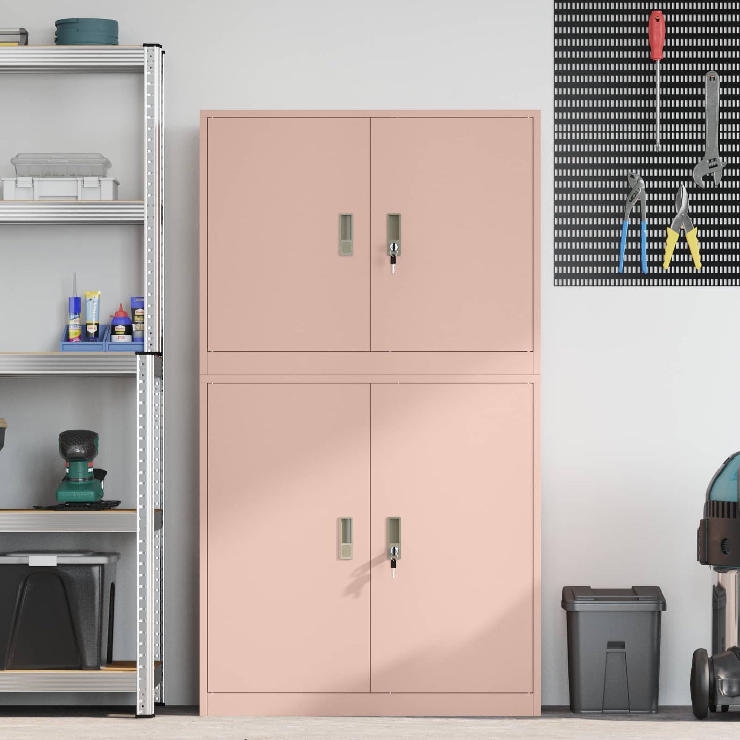 Storage Cabinet 2 pcs Pink 90 x 40 x 160 cm Steel Lockable