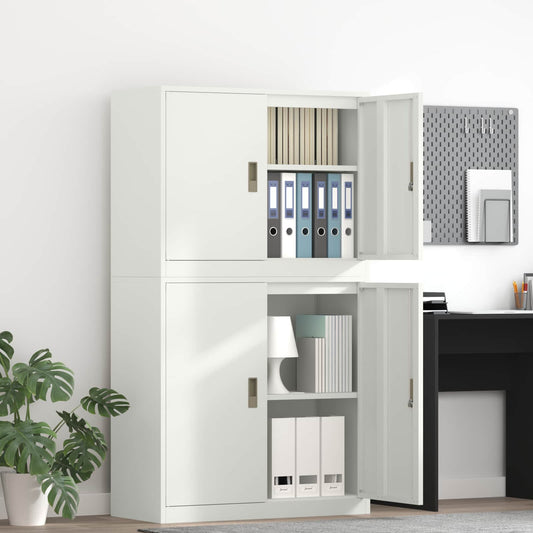 Storage Cabinet 2 pcs White 90 x 40 x 160 cm Steel Lockable