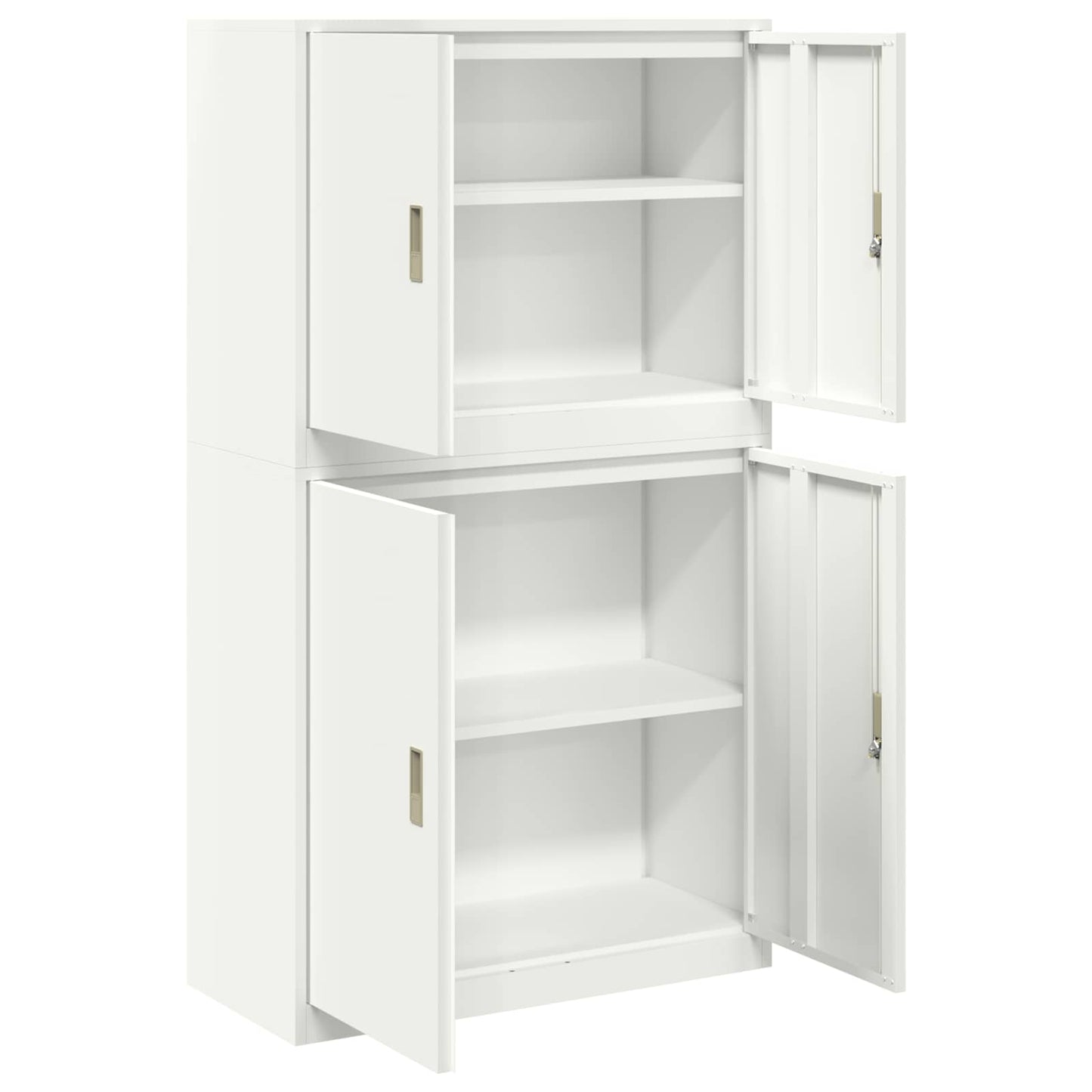 Storage Cabinet 2 pcs White 90 x 40 x 160 cm Steel Lockable